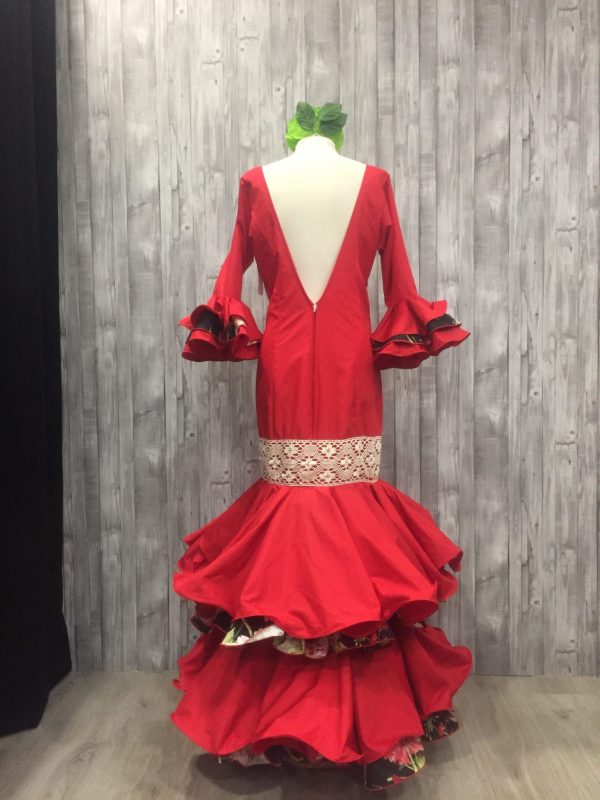 Traje de flamenca rojo combinado