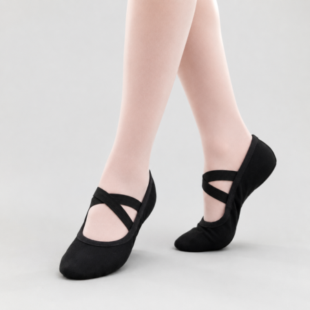 Zapatillas de ballet negras Happy Dance Modelo 21 de lona para clases de danza clásica
