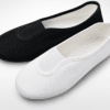 Zapatillas de ballet/ gimnasia de lona blancas y negras para danza