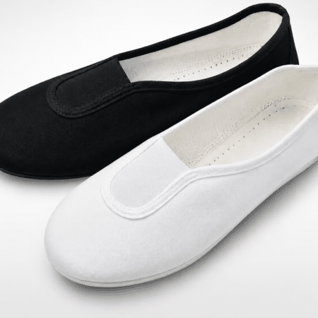 Zapatillas de ballet/ gimnasia de lona blancas y negras para danza