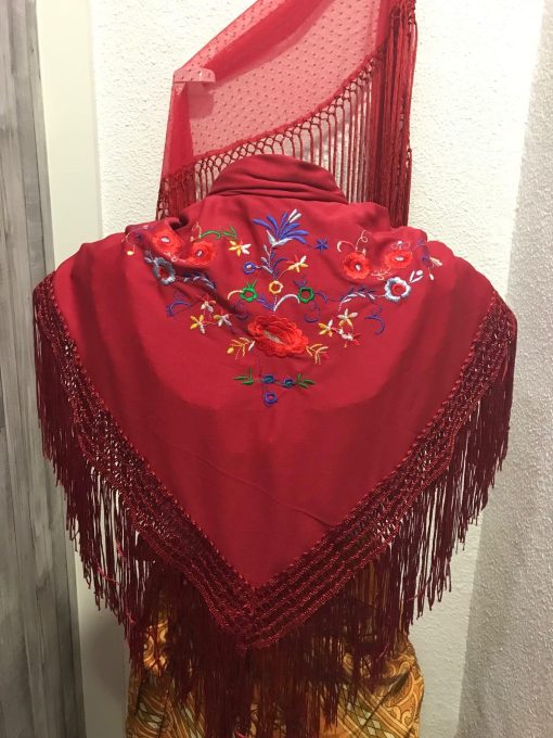 Mantón pico flamenca con flores
