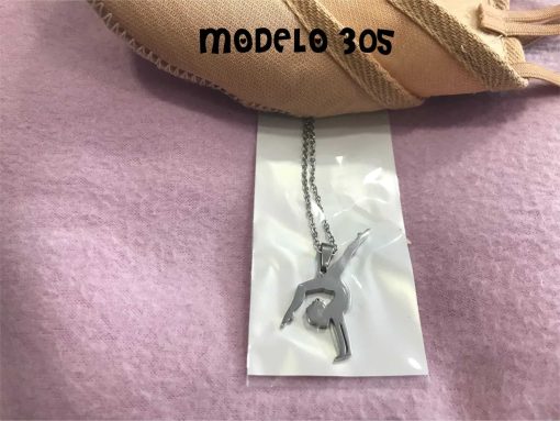 Colgante rítmica con figura en acero