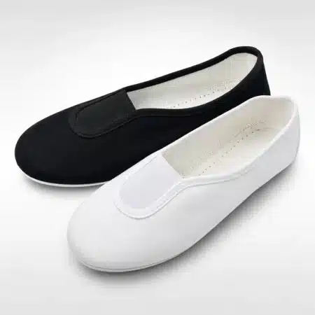 Zapatillas de ballet/ gimnasia de lona blancas y negras para danza