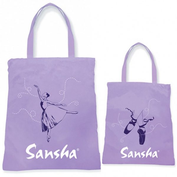 Bolsa de ballet en polyester con bonitos dibujos de bailarina y puntas de ballet