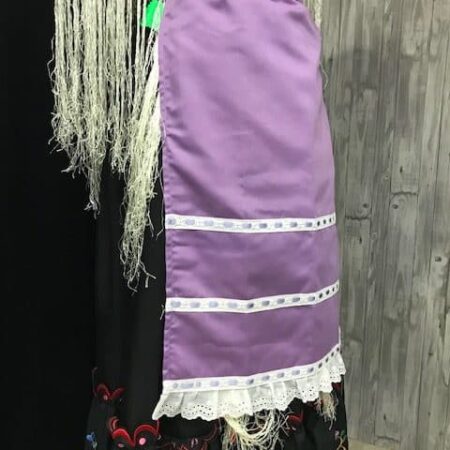 Delantal de huertana malva para mujer con pasacintas del mismo color