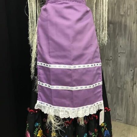 Delantal de huertana malva para mujer con pasacintas del mismo color