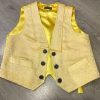 Chaleco de huertano amarillo en tela brocada y espalda de raso con cinturón para adaptar con trabilla