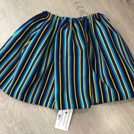 Refajo listas bebe de listas en colores azules, negros y amarillo para conjuntar con delantal de huertana y pico huertano de colores