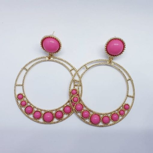 Pendientes de flamenca en aro y bolitas de colores muy original y ligero, un complemento que no puede faltar con tu indumentaria flamenca