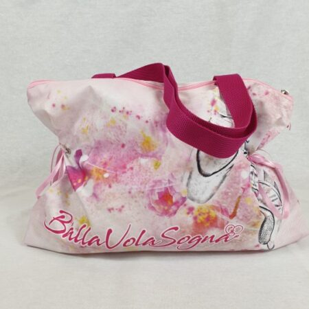 Bolsa de ballet rosa con asa y dibujo de ballet