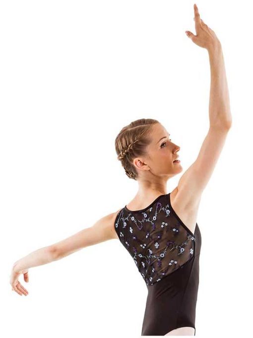 Maillot ballet mujer negro tirante
