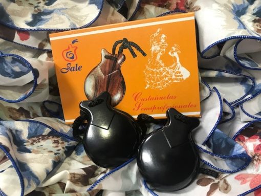 Castañuelas popollas para niñ@ en color negro brillo