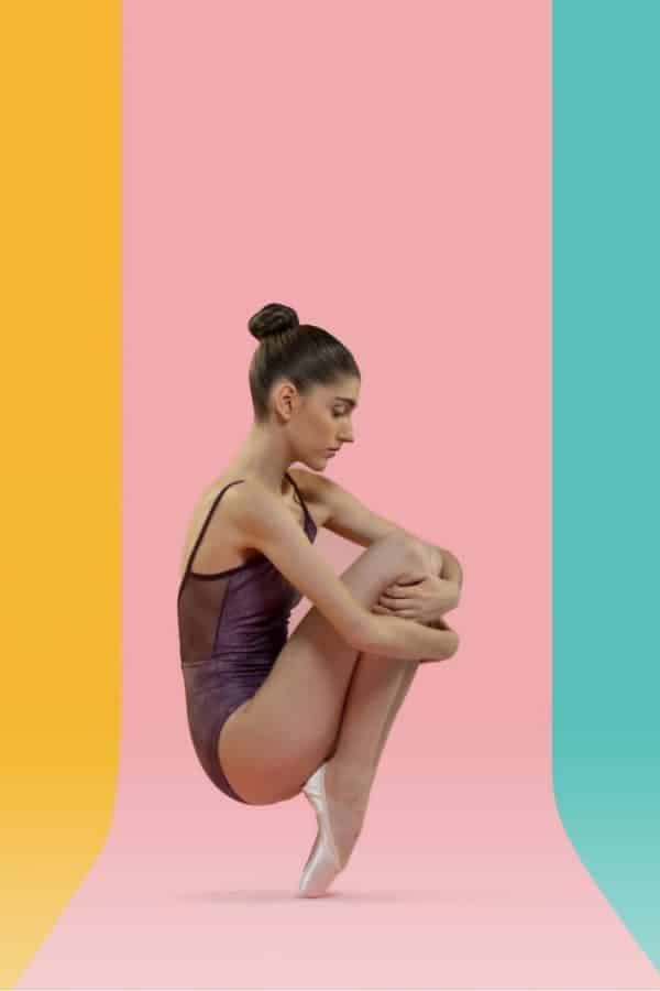 Maillot ballet mujer Davedans en color granate/berenjena y estampado