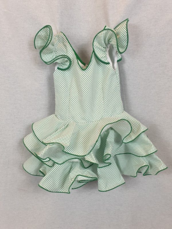Traje de flamenca niña verde con lunares chiquititos