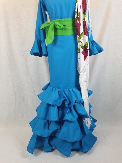 Traje de flamenca turquesa confeccionado en algodón