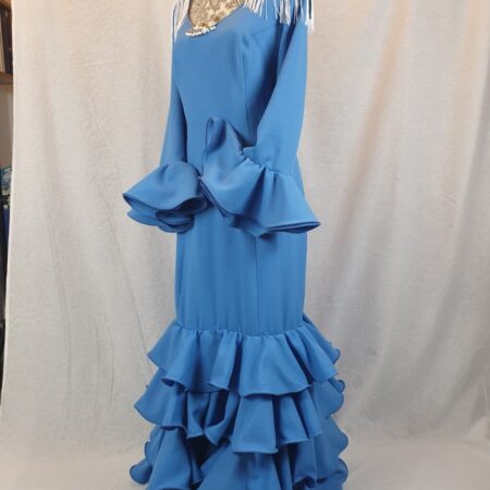 Traje flamenca turquesa confeccionado en streck