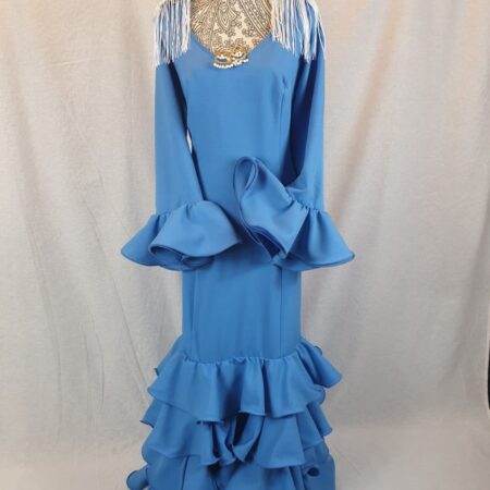 Traje flamenca turquesa confeccionado en streck