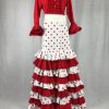 Falda flamenca elástica lunares en rojo y blanco
