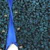 Chaleco para huertano azul brocado con flores
