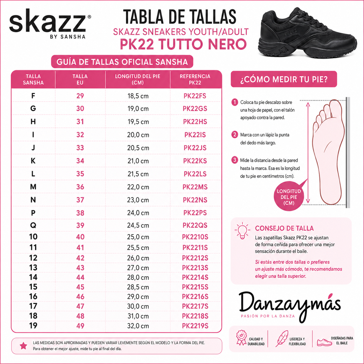 Sneakers negro Tutto Nero 709 4 TABLA TALLAS SNEAKERS TUTTO NERO SANSHA