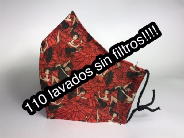 Mascarilla flamenca roja homologada y certificada