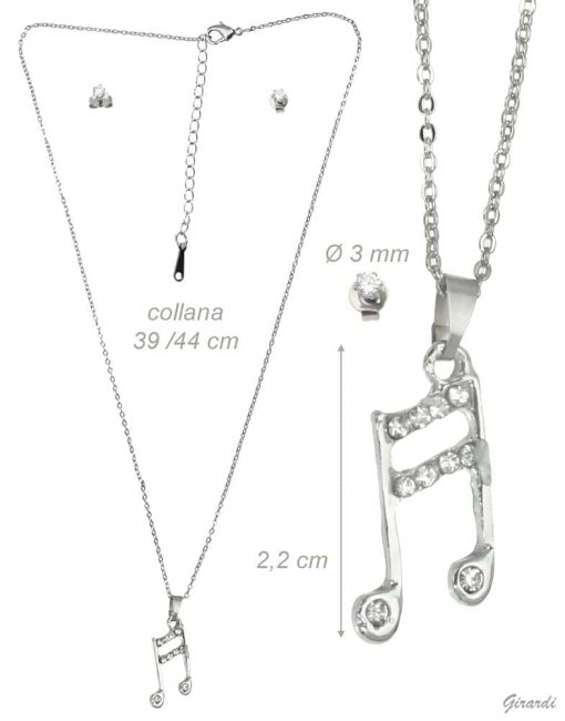 Colgante nota musical con cadena y pendientes