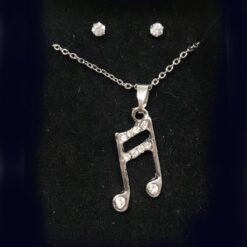 Colgante nota musical con cadena y pendientes