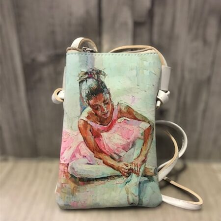 Bolso ballet con bandolera para llevar tus pertenencias serigrafiado imitación oleo
