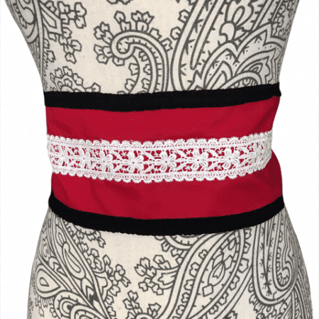 Cinturón de flamenca rojo y negro