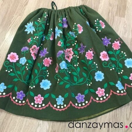 Refajo verde bordado niña