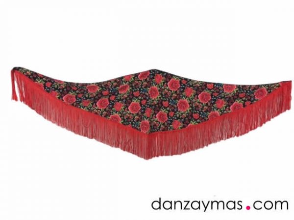 Mantoncillo flamenco rojo con flores