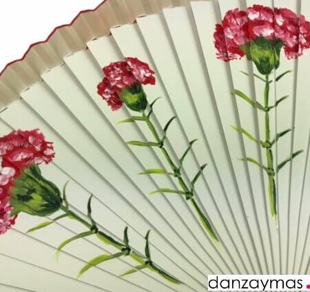 Abanico con claveles pintados a mano