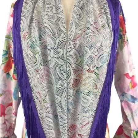 Mantoncillo flamenco fleco morado