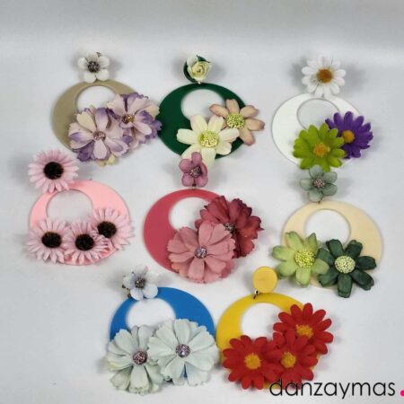 Pendientes de aro con flores