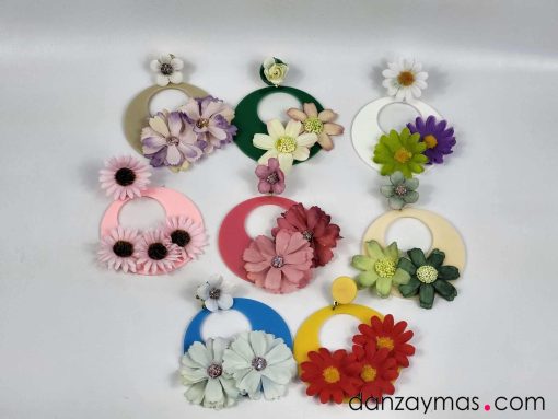Pendientes de aro con flores