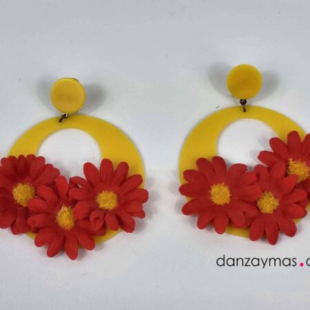 Pendientes de aro con flores