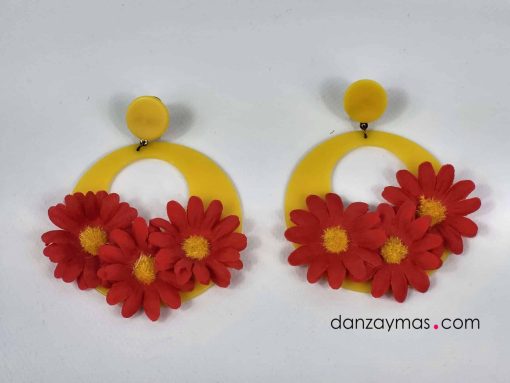 Pendientes de aro con flores
