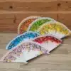 Abanico de madera pintado a mano con flores de colores de 23 cm