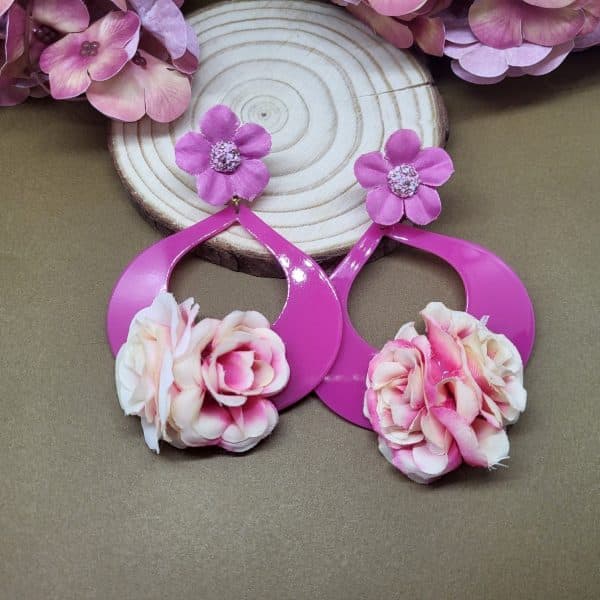 Pendientes de flamenca con flores