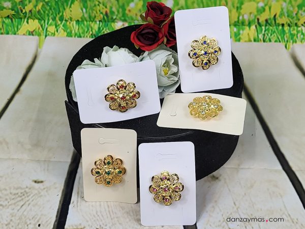 Broche dorado forma de flor