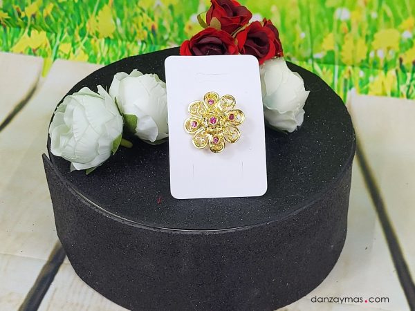 Broche dorado forma de flor