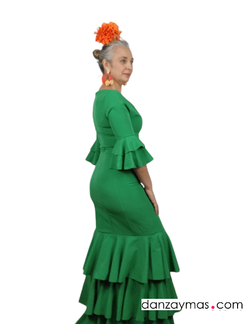 Traje de flamenca verde elástico