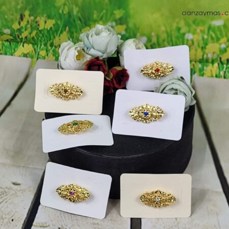 Broche niña huertana en dorado con piedra de color