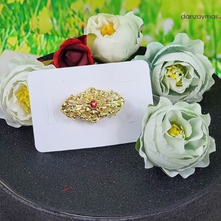 Broche niña huertana en dorado con piedra de color