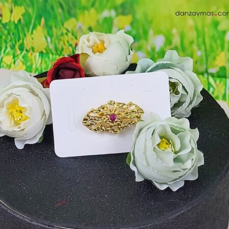 Broche niña huertana en dorado con piedra de color