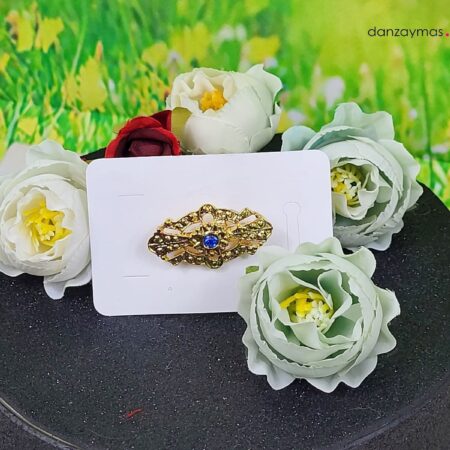 Broche niña huertana en dorado con piedra de color