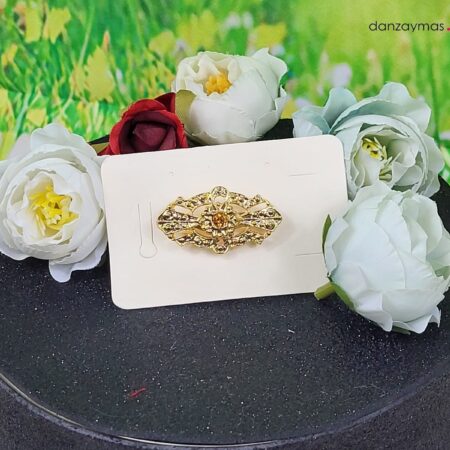 Broche niña huertana en dorado con piedra de color