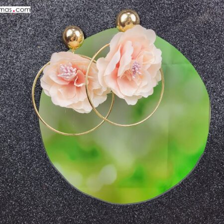 Aros dorados con flor flamencos 2054 - Imagen 4