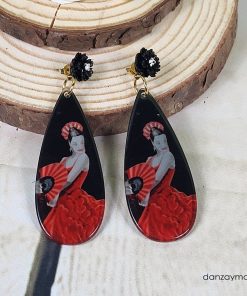 Pendientes con flamenca abanico