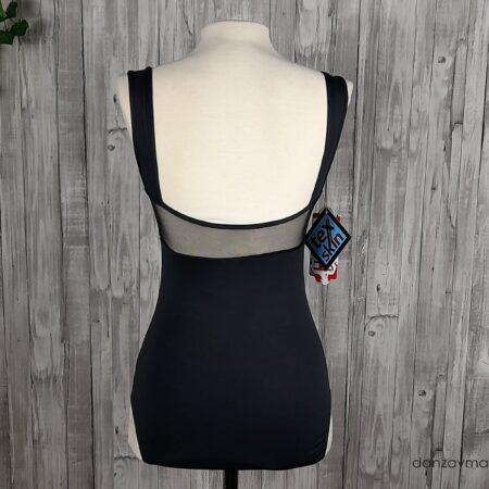 Maillot danza negro con escote transparente